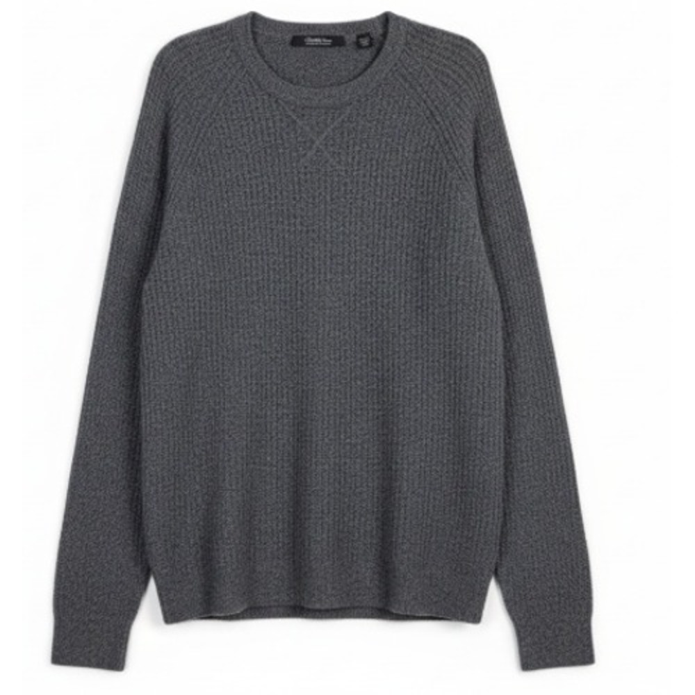 Saks Fifth Avenue Mens 100% Cashmere Sweater Gray Grandpa Coastal Preppy Twee XL